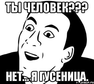 Ты человек??? Нет... Я гусеница., Мем  Да ладно