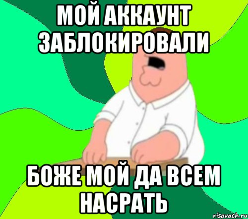 Мой аккаунт заблокировали Боже мой да всем насрать, Мем  Да всем насрать (Гриффин)