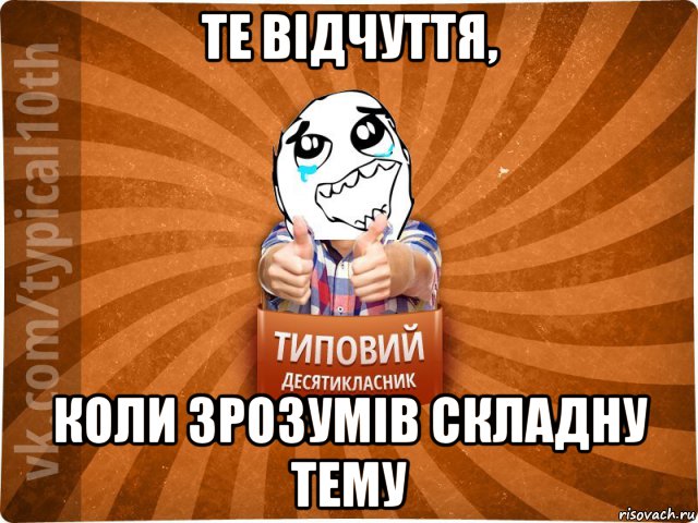 те відчуття, коли зрозумів складну тему, Мем десятиклассник7