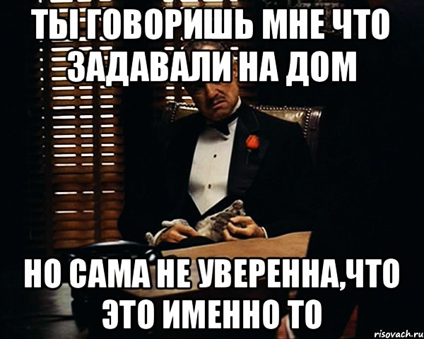 ты говоришь мне что задавали на дом но сама не уверенна,что это именно то, Мем Дон Вито Корлеоне