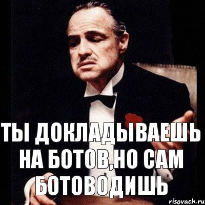 Ты докладываешь на ботов,но сам ботоводишь