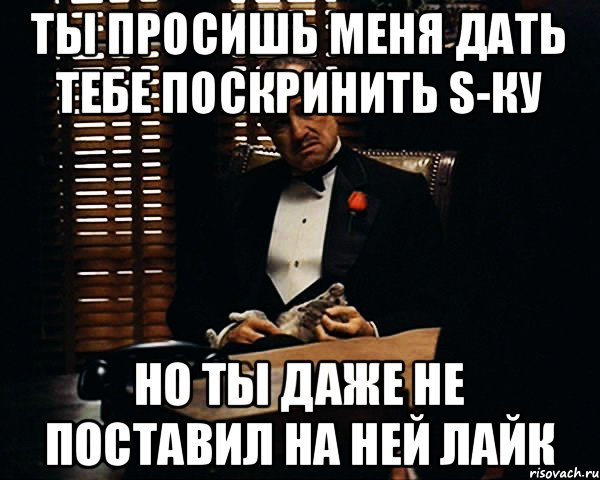 Ты просишь меня дать тебе поскринить S-ку Но ты даже не поставил на ней лайк, Мем Дон Вито Корлеоне