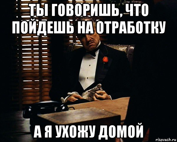 ты говоришь, что пойдешь на отработку а я ухожу домой, Мем Дон Вито Корлеоне