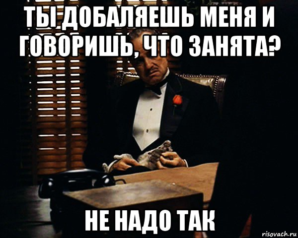 ты добаляешь меня и говоришь, что занята? не надо так, Мем Дон Вито Корлеоне