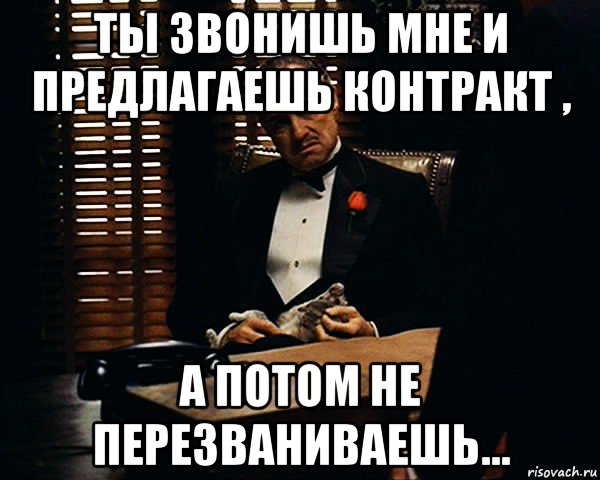 ты звонишь мне и предлагаешь контракт , а потом не перезваниваешь..., Мем Дон Вито Корлеоне