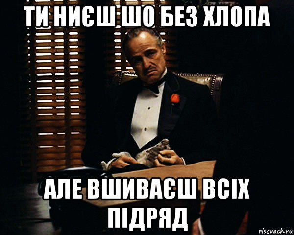 ти ниєш шо без хлопа але вшиваєш всіх підряд, Мем Дон Вито Корлеоне