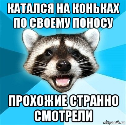 катался на коньках по своему поносу прохожие странно смотрели