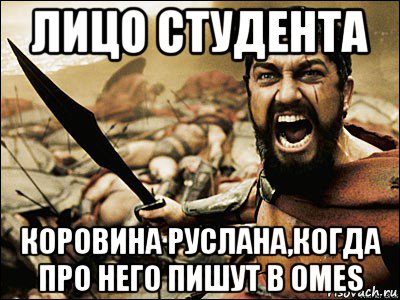 лицо студента коровина руслана,когда про него пишут в omes, Мем Это Спарта