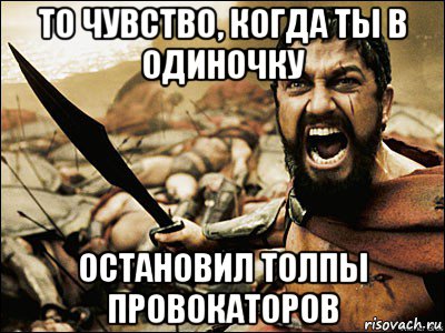 то чувство, когда ты в одиночку остановил толпы провокаторов, Мем Это Спарта