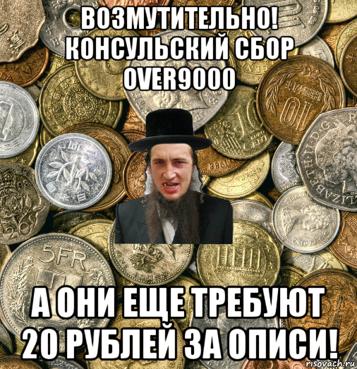 возмутительно! консульский сбор over9000 а они еще требуют 20 рублей за описи!, Мем Евро паца