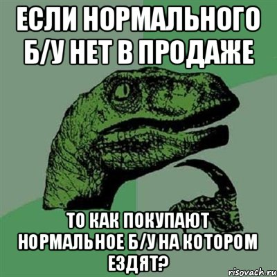 Если нормального б/у нет в продаже то как покупают нормальное б/у на котором ездят?, Мем Филосораптор