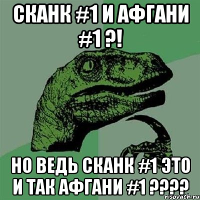 сканк #1 и афгани #1 ?! но ведь сканк #1 это и так афгани #1 ????, Мем Филосораптор