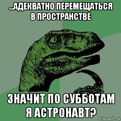 ...адекватно перемещаться в пространстве значит по субботам я астронавт?, Мем Филосораптор