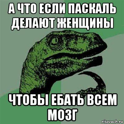 а что если паскаль делают женщины чтобы ебать всем мозг, Мем Филосораптор