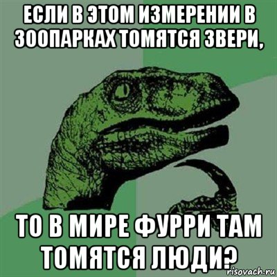 если в этом измерении в зоопарках томятся звери, то в мире фурри там томятся люди?, Мем Филосораптор