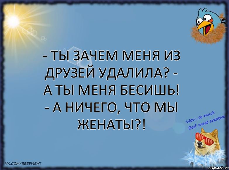 - Ты зачем меня из друзей удалила? - А ты меня бесишь! - А ничего, что мы женаты?!, Комикс ФОН