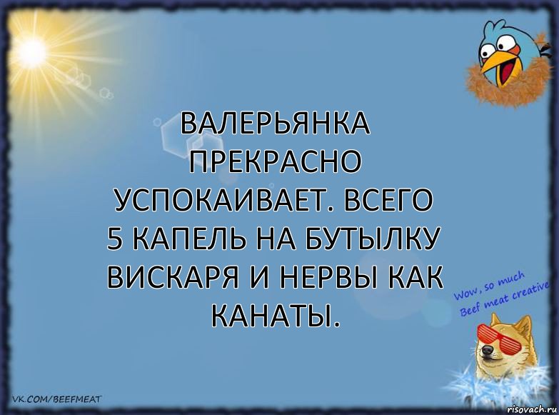 Валерьянка прекрасно успокаивает. Всего 5 капель на бутылку вискаря и нервы как канаты., Комикс ФОН