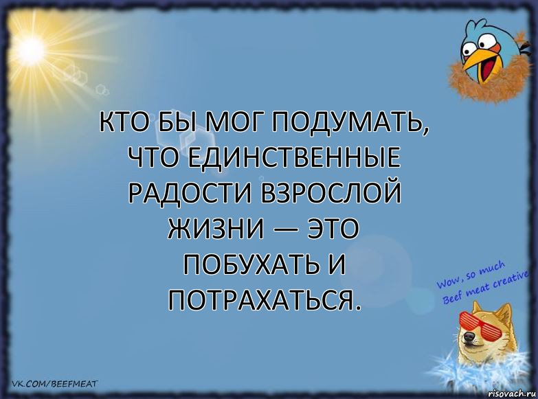 Кто бы мог подумать, что единственные радости взрослой жизни — это побухать и потрахаться., Комикс ФОН