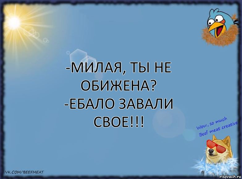 -Милая, ты не обижена?
-ЕБАЛО ЗАВАЛИ СВОЕ!!!, Комикс ФОН