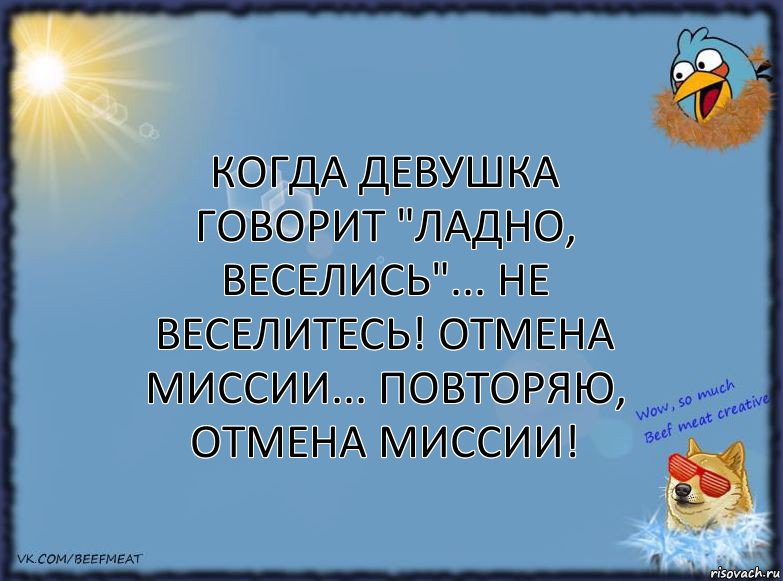 Когда девушка говорит "ладно, веселись"... Не веселитесь! Отмена миссии... Повторяю, отмена миссии!, Комикс ФОН