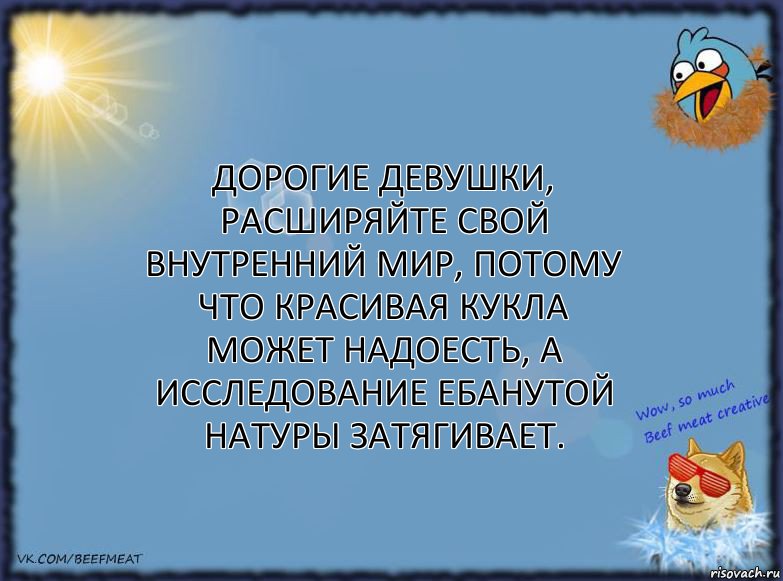 Дорогие девушки, расширяйте свой внутренний мир, потому что красивая кукла может надоесть, а исследование ебанутой натуры затягивает., Комикс ФОН