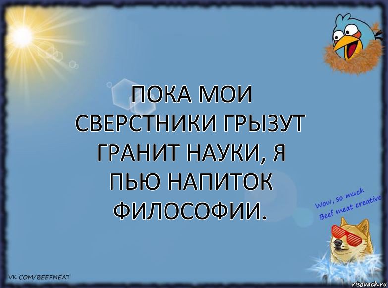 Пока мои сверстники грызут гранит науки, я пью напиток философии., Комикс ФОН