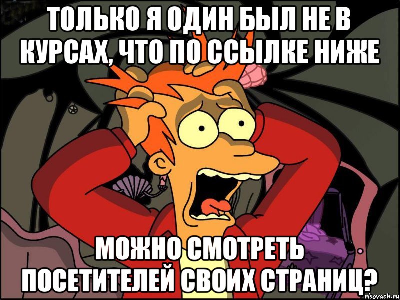 Только я один был не в курсах, что по ссылке ниже можно смотреть посетителей своих страниц?, Мем Фрай в панике