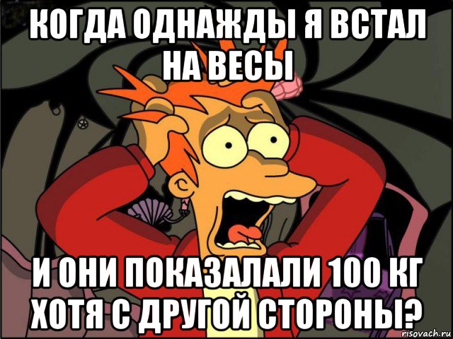 когда однажды я встал на весы и они показалали 100 кг хотя с другой стороны?, Мем Фрай в панике