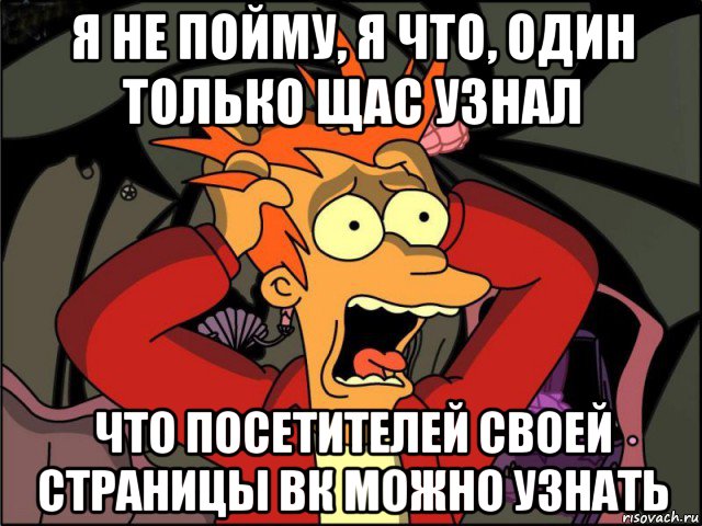 я не пойму, я что, один только щас узнал что посетителей своей страницы вк можно узнать, Мем Фрай в панике