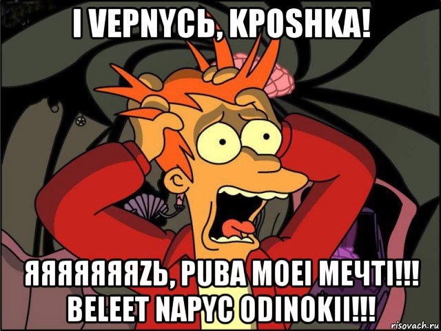 i vepnycь, kposhka! яяяяяяяzь, puba moei meчti!!! beleet napyc odinokii!!!, Мем Фрай в панике