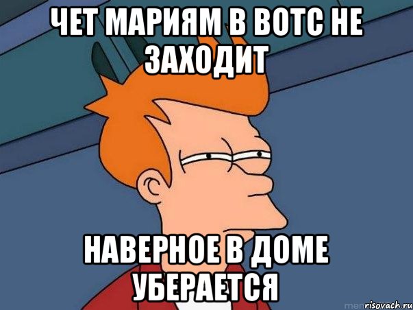 чет мариям в вотс не заходит наверное в доме уберается, Мем  Фрай (мне кажется или)