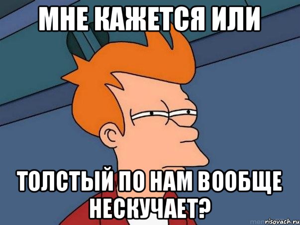 МНЕ КАЖЕТСЯ ИЛИ ТОЛСТЫЙ ПО НАМ ВООБЩЕ НЕСКУЧАЕТ?, Мем  Фрай (мне кажется или)