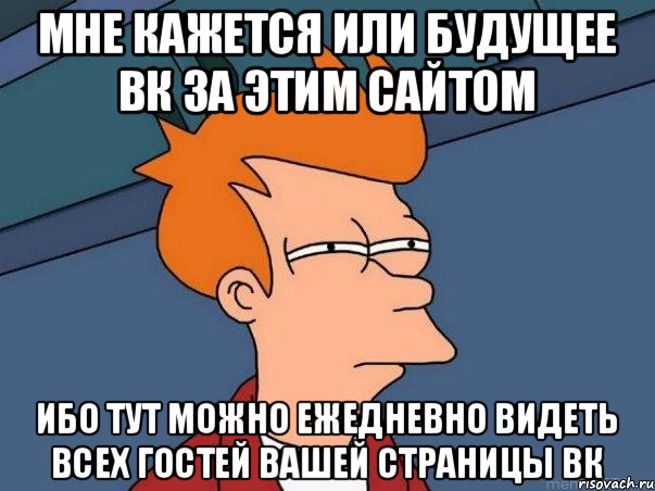 Мне кажется или будущее ВК за этим сайтом ибо тут можно ежедневно видеть всех гостей вашей страницы вк, Мем  Фрай (мне кажется или)