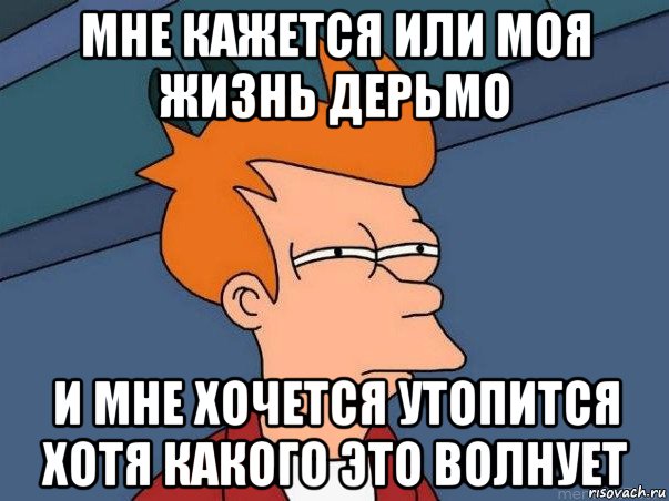 мне кажется или моя жизнь дерьмо и мне хочется утопится хотя какого это волнует, Мем  Фрай (мне кажется или)