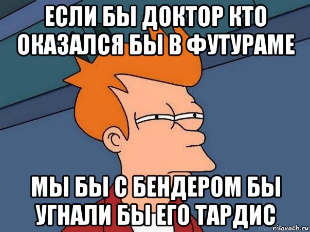 если бы доктор кто оказался бы в футураме мы бы с бендером бы угнали бы его тардис, Мем  Фрай (мне кажется или)