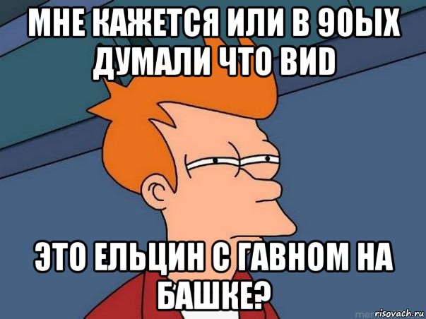 мне кажется или в 90ых думали что виd это ельцин с гавном на башке?, Мем  Фрай (мне кажется или)