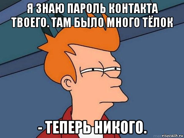 я знаю пароль контакта твоего. там было много тёлок - теперь никого., Мем  Фрай (мне кажется или)