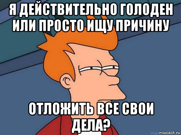 я действительно голоден или просто ищу причину отложить все свои дела?, Мем  Фрай (мне кажется или)