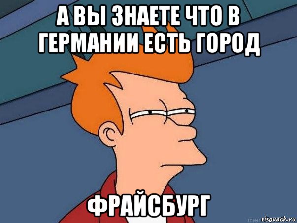 а вы знаете что в германии есть город фрайсбург, Мем  Фрай (мне кажется или)