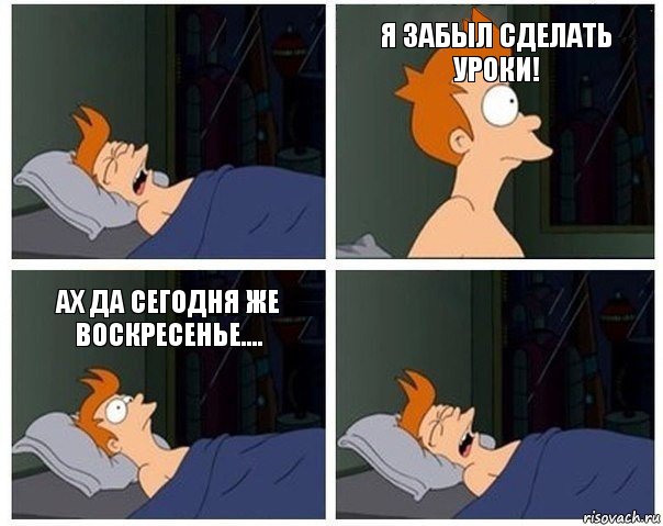 Я забыл сделать уроки! Ах да сегодня же воскресенье....