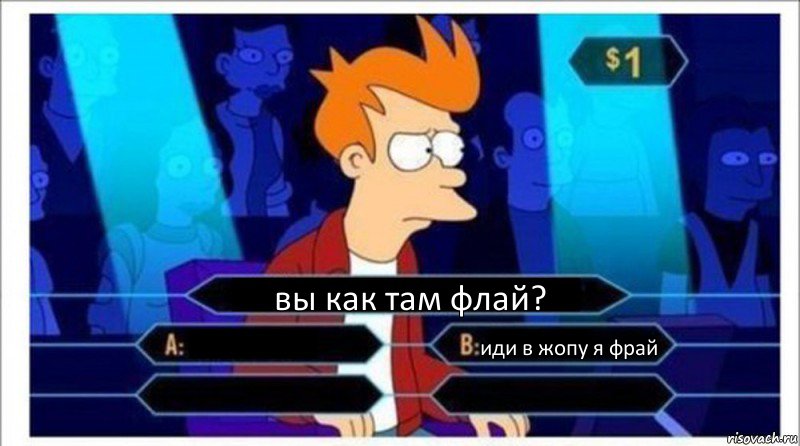 вы как там флай?  иди в жопу я фрай  