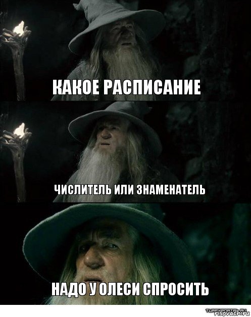 Какое расписание числитель или знаменатель надо у Олеси спросить, Комикс Гендальф заблудился