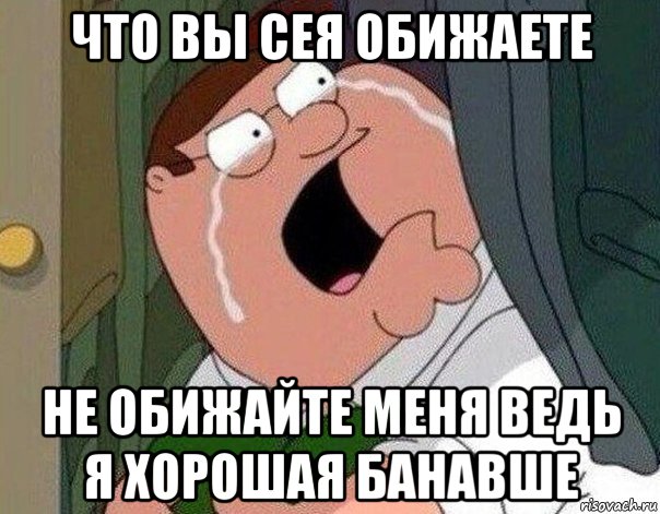 что вы сея обижаете не обижайте меня ведь я хорошая банавше, Мем Гриффин плачет