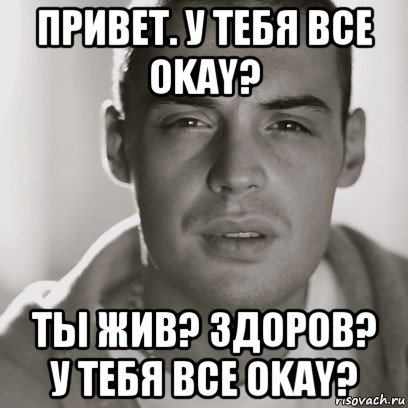 привет. у тебя все okay? ты жив? здоров? у тебя все okay?, Мем Гуф