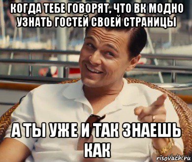 когда тебе говорят, что вк модно узнать гостей своей страницы а ты уже и так знаешь как, Мем Хитрый Гэтсби