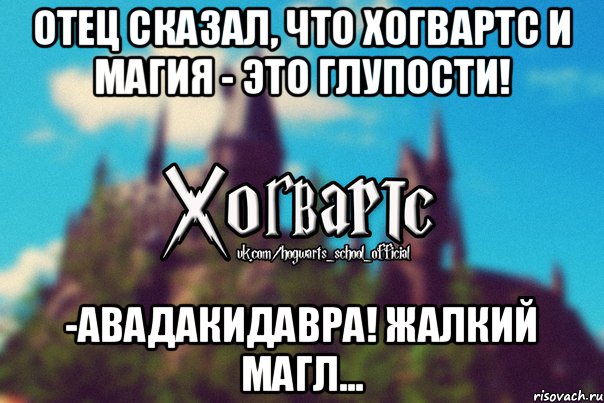 Отец сказал, что Хогвартс и магия - это глупости! -Авадакидавра! Жалкий магл..., Мем Хогвартс