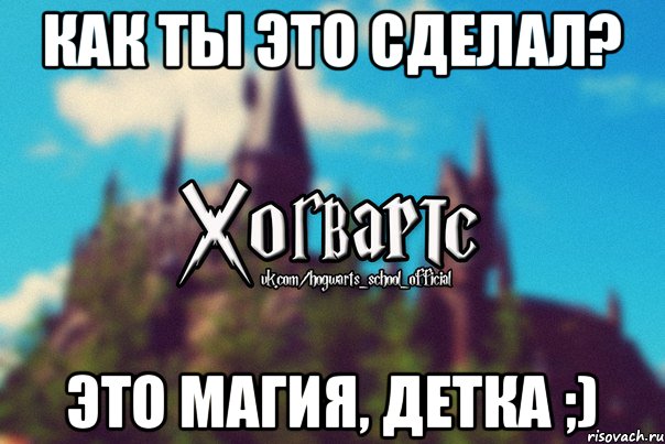 Как ты это сделал? Это магия, детка ;), Мем Хогвартс