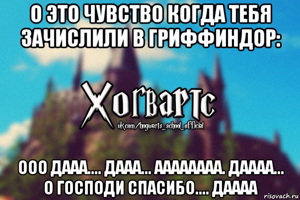 О это чувство когда тебя зачислили в Гриффиндор: ООО ДААА.... ДААА... АААААААА. ДАААА... О ГОСПОДИ СПАСИБО.... ДАААА, Мем Хогвартс