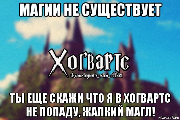 магии не существует ты еще скажи что я в хогвартс не попаду, жалкий магл!, Мем Хогвартс