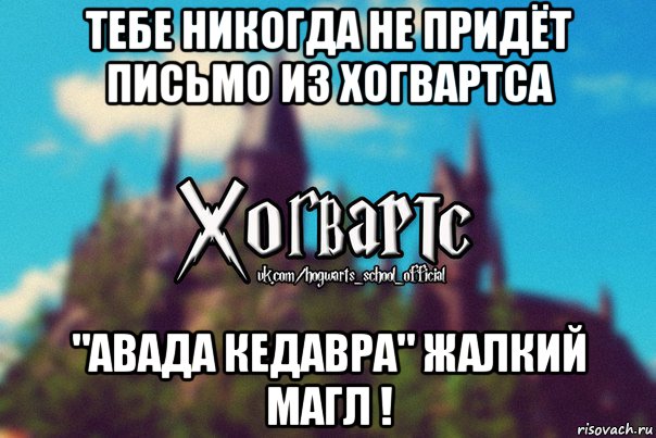 тебе никогда не придёт письмо из хогвартса "авада кедавра" жалкий магл !